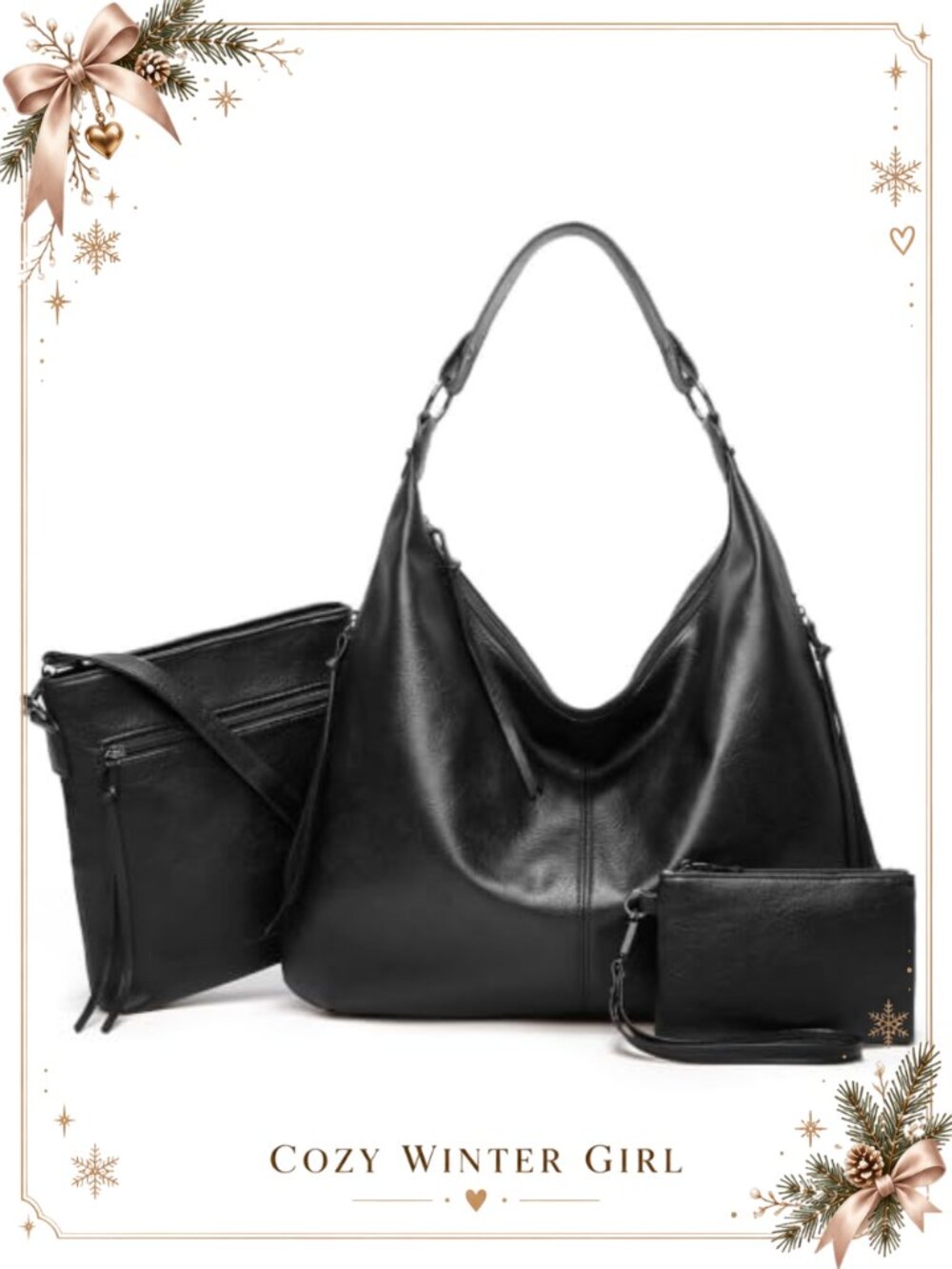 PU Leather Tote Bag Hobo Handbag Crossbody Purse Adjustable Strap